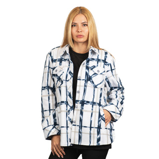 Buy white-blue SPLIT COAST LADIES POLAR FLEECE SHACKET - TC5650