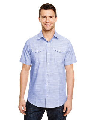 MENS SHORT SLEEVE Y/D PLAID SHIRTS - B 9247