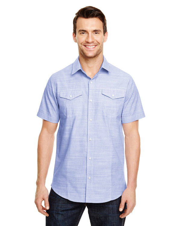 MENS SHORT SLEEVE Y/D PLAID SHIRTS - B 9247