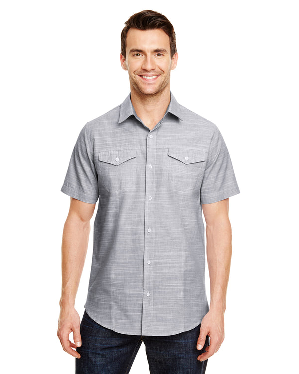 MENS SHORT SLEEVE Y/D PLAID SHIRTS - B 9247